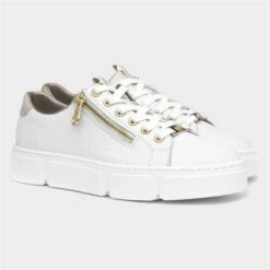 Rieker Womens White And Gold Lace Up Shoe -Footpatrol Shop 120247 2 L06.20221215000245
