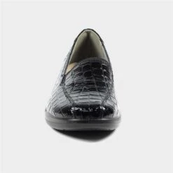 Lunar Nieve Womens Black Croc Patent Shoe