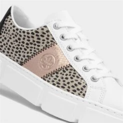 Rieker Womens White Leopard Lace Up Casual Shoe -Footpatrol Shop 120343 2 L05.20230526000057