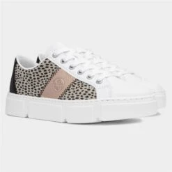 Rieker Womens White Leopard Lace Up Casual Shoe -Footpatrol Shop 120343 2 L06.20230526000057
