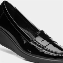 Softlites Womens Black Patent Wedge Loafer Shoe -Footpatrol Shop 121001 2 L05.20220928000559