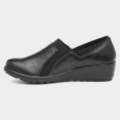 Cushion Walk Polly Womens Black Wedge Shoe -Footpatrol Shop 128038 2 L03.20230808000219