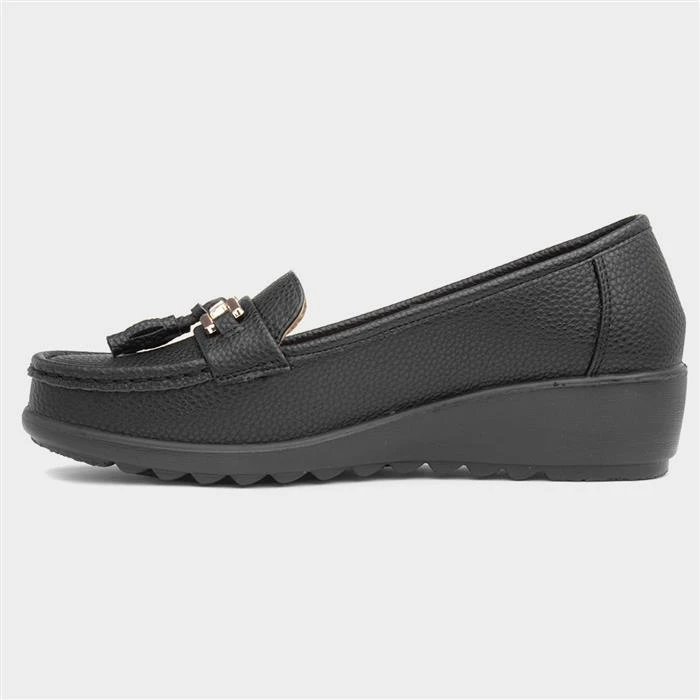 Cushion Walk Molly Womens Black Wedge Loafer 4 Cushion Walk Molly Womens Black Wedge Loafer - Image 2