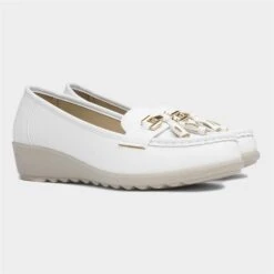 Cushion Walk Molly Womens White Wedge Loafer -Footpatrol Shop 128136 2 L06.20230808000011