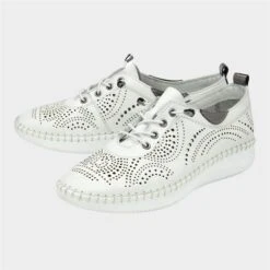 Lotus Katya Womens White Casual Lace Up Shoes