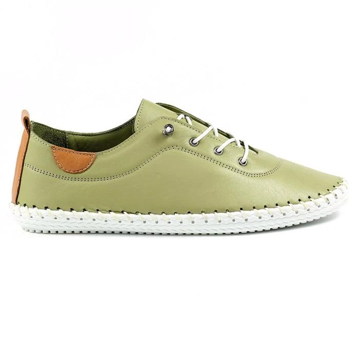 Lunar St Ives Womens Khaki Green Leather Shoe 3 Lunar St Ives Womens Khaki Green Leather Shoe