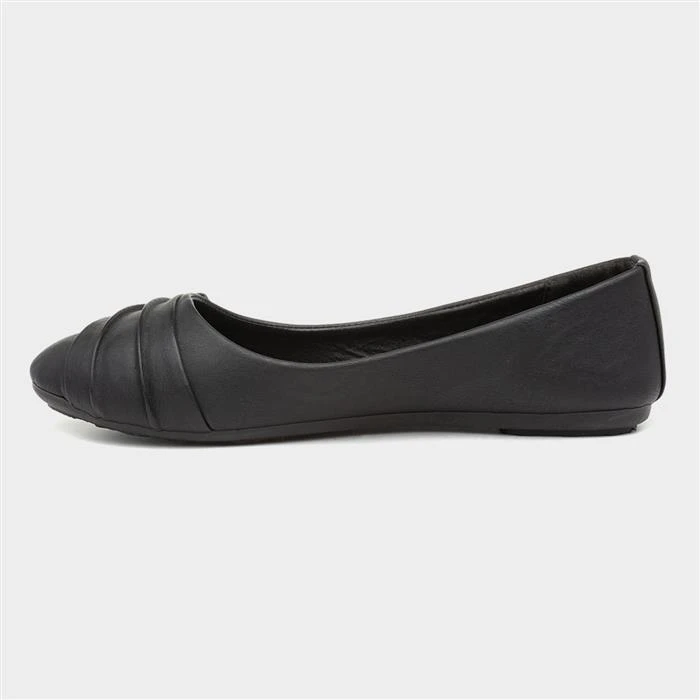 Lilley Gina Womens Black Front Pleated Ballerina 4 Lilley Gina Womens Black Front Pleated Ballerina - Image 2
