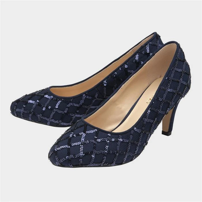 Lotus Lucia Womens Navy Diamond Sequin Heel 3 Lotus Lucia Womens Navy Diamond Sequin Heel