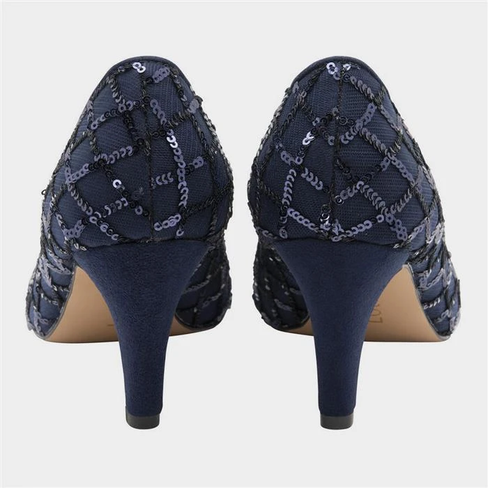 Lotus Lucia Womens Navy Diamond Sequin Heel 4 Lotus Lucia Womens Navy Diamond Sequin Heel - Image 2