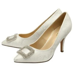 Lotus Petunia Womens Silver Reptile Print Heel